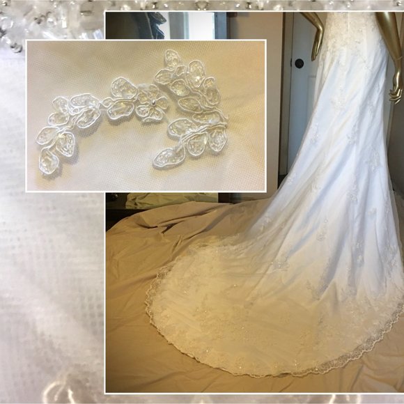 MICHELANGELO ๐ฅ Beaded Strapless Tulle Lace Wedding Dress - David's Bridal NEW!! - Picture 11 of 16